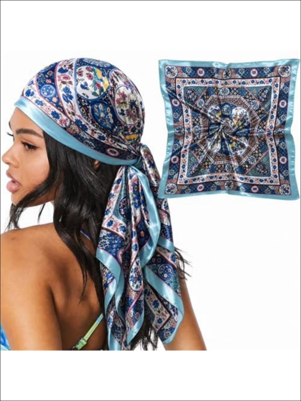 35" Large Satin Silk-Like Hair Scarf Wrap Bandana for Women